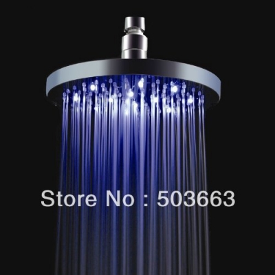 8 Inch Chrome Finish No Battery Round 3 Color LED Brass Bathroom Rainfall Shower Head L-1620