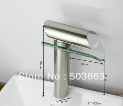 Chrome Contemporary Surface mount Basin Faucet GlassThermostatic Waterfall Mixer Tap HK-007