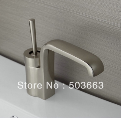 Classic Wholesale 2013 Designer 1 Lever Nickel Brushed Bathroom Basin Sink Waterfall Faucet Mixer Tap Vanity Faucet L-904
