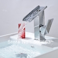 Contemporary Waterfall Bathroom Sink Faucet Mixer Tap Basin Faucet Vessel Tap Sink Faucet (Chrome Finish) L-0180