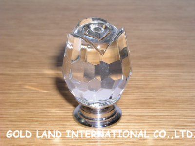 D30xH40mm Free shipping crystal glass transparent rose knob/crystal glass bedroom cabinet knob