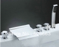 Deck Mounted 5 Pieces Waterfall Bathroom Bath Basin Mixer Chrome Fauce Set K508