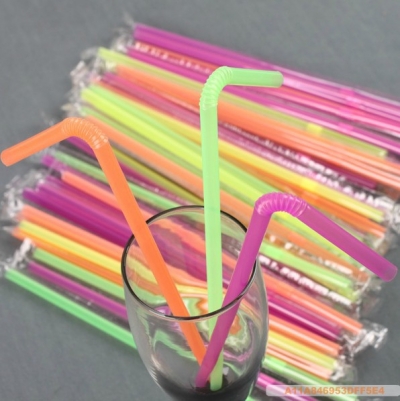 Food Grade PP Plastic Disposable Coke Straws 26cm Multicolor Party Drinking Straws Bar 200pcs/Lot