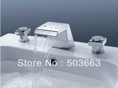 Free Ship NEW Beautiful 3 PCS Bathtub Basin Sink Waterfall Spout Mixer Tap Chrome Faucet Set YS-5185 [Bathroom Faucet-3 or 5 piece set]