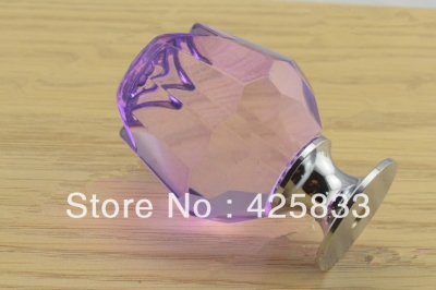 Free Shipping 10pcs Purple K9 Crystal Rose Pulls Cabinet Handle Drawer Pulls Wardrobe Dresser Knobs Closet Hardware Door Pull