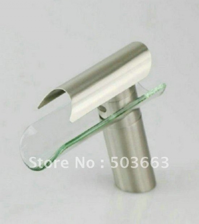 Glass Style Waterfall Brushed Nickel Bathroom Bathtub Basin Sink Mixer Tap CM0199