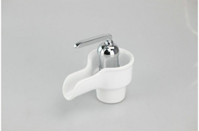 Luxury Porcelain Ceramic White waterfall Bathroom Basin Faucet Mixer Tap CM0190