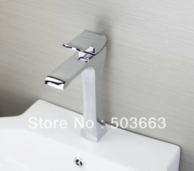 Luxury Shine Deck Mounted Shine Chrome Bathroom Basin Sink Waterfall Spout Faucet Vanity Faucet Mixer Tap L-6034