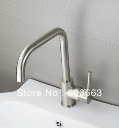 New Nickel Brushed Single Handle Kitchen Sink Brass Mixer Taps Basin Vanity Faucet L-6064 [Kitchen Faucet 1599|]