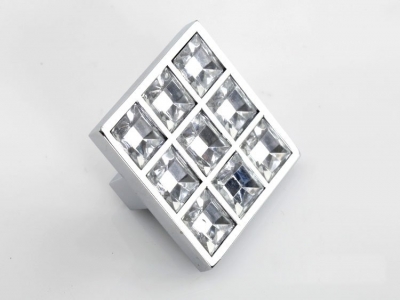 New Square Handle Clear Crystal Glass Drawer Cabinet Knobs (Size: 38*38MM)