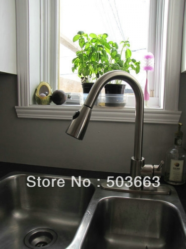 Nickel Brushed Finish Kitchen Sink Faucet Mixer Tap Vessel Faucet Vanity Faucet L-1505