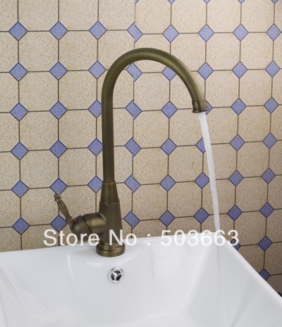 Promotions Deck Mounted Antique Brass Kitchen Sink Faucet Vanity Faucet Swivel Mixer Tap Crane S-164