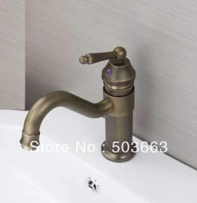 Swivel Spout Design Antique Brass Design Wholesale Bathroom Basin Sink Faucet Vanity Brass Faucet H-025 [Bathroom faucet 282|]