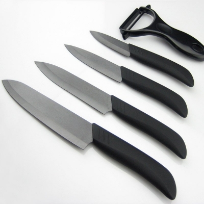 Victory 5PCS/set Black Blade Ceramic Knife , 3"/4"/5"/6"+Peeler Ceramic Chef's Horizontal Knife With Black Handle+Retail Box