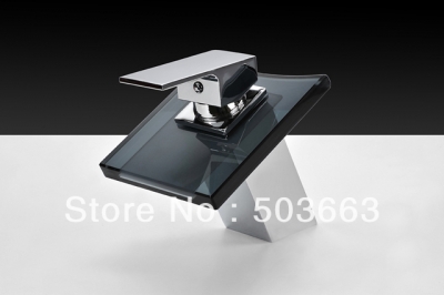 Wholesale 2013 Design Bathroom Basin Sink Glass Spout Waterfall Faucet Mixer Tap Vanity Faucet Crane Chrome S-088 [Bathroom faucet 618|]