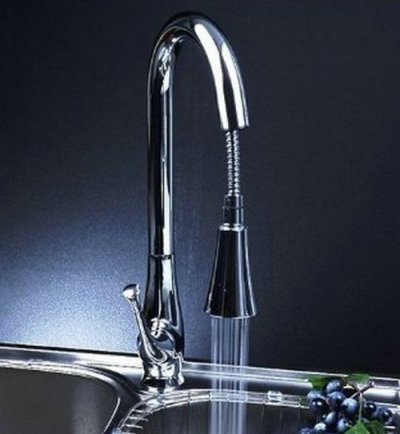 Wholesale Led Pull Out Single Hole Kitchen Sink Faucet Chrome Mixer Tap S-688