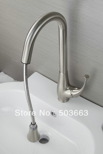 Wholesale New Pull Out Surface Nickel Brushed Finish Kitchen Sink Brass Material Faucet Vanity Cranes Mixer Tap S-669