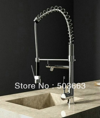 Wholesale New Single Handle Chrome Kitchen Brass Faucet Basin Sink Pull Out Spray Mixer Tap S-751