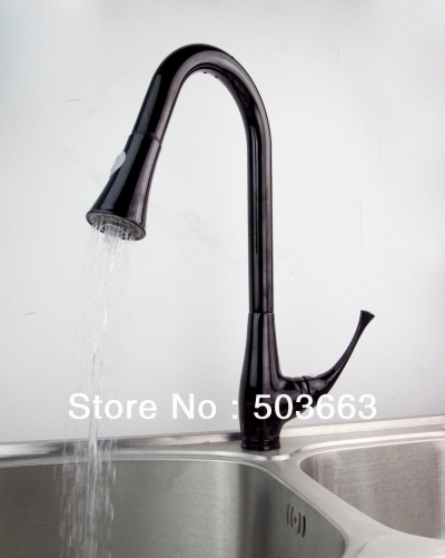 Wholesale Oil Rubbed Bronze Deck Mounted Kitchen Pull Out Spray Swivel Sink Faucet Mixer Tap Vanity Cranes S-809 [Kitchen Faucet 1398|]