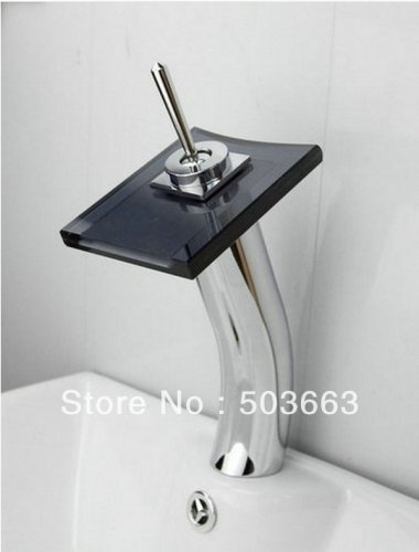 Wholesale One Handle Bathroom Basin Sink Waterfall Glass Spout Spout Faucet Mixer Tap Vanity Faucet Chrome Crane S-0100