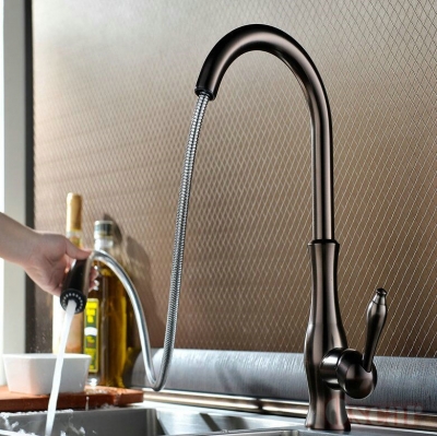 all copper cold and kitchen pull-out kitchen faucet sink faucet rotation vegetables basin taps brown tap