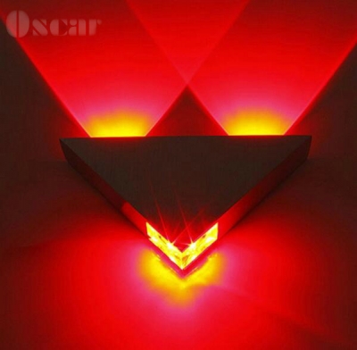 aluminum modern wall sconce triangle designed 3w red light led wall light decoration home lighting ac85-265v wall mounted lamp [wall-lamps-4585]
