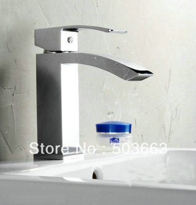 bathroom single hole deck mount bathroom basin faucet waterfall brass mixer tap L-0026