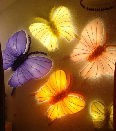 butterfly wall lamp ocean fire retardant cloth ,many colors 400mm,fabric lamp [wall-light-6148]