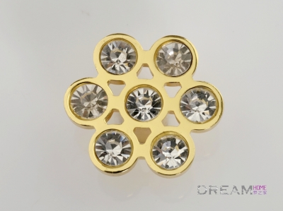 8476-snowflake single hole snowflake-shaped bright golden crystal knobs with small round dismonds for drawer/cabinet