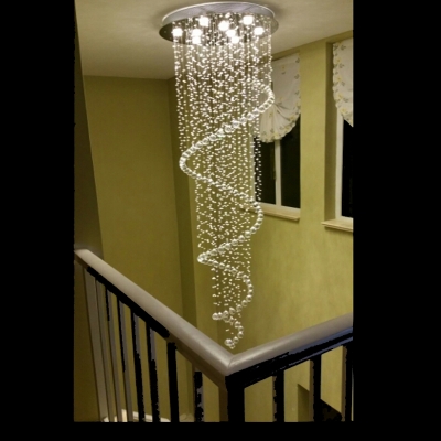 d70cm art deco led spiral lustre crystal chandelier light fixtures long stair light for staircase el foyer living room [staircase-light-6953]
