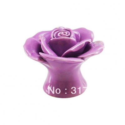 hand craft purple colored ceramic rose cabinet knobs dresser handles cupboard knobs kitchen handle closet knobs MG-13