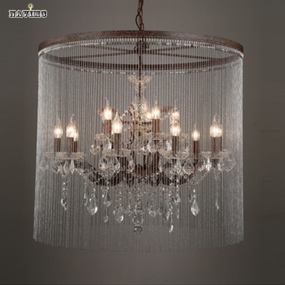 large french empire chain wrought iron nordic crystal chandelier light fixture cover suspension hanging lamp chain light [modern-pendant-light-6555]
