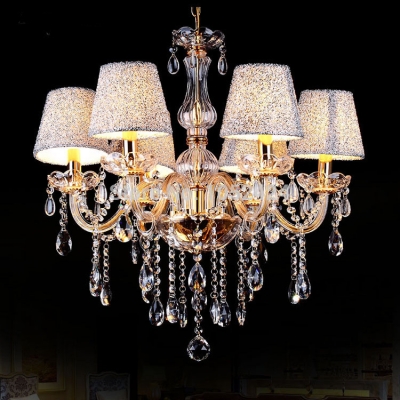 modern crystal chandeliers light with silver shade 6 lights gold crystal chandeliers lighting for bed room dinning room