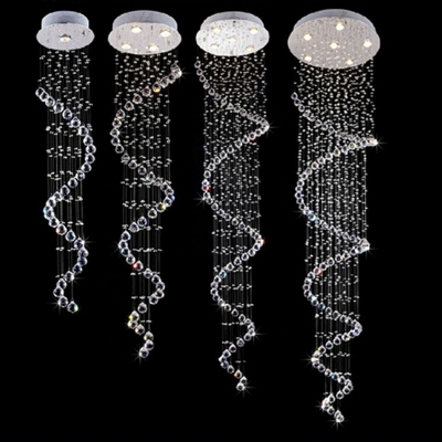 modern led crystal chandelier sprial staircase christmas lights lustre de cristal lamp lighitng fixture dia 450*h2200mm [modern-pendant-light-6538]