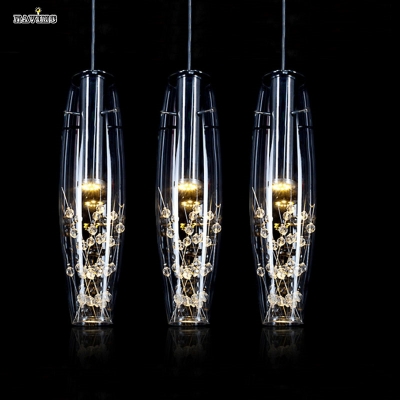 modern stainless steel led lights fixture creative restaurant crystal pendant lamp for dining room lustres de teto luminaire [modern-pendant-light-6733]