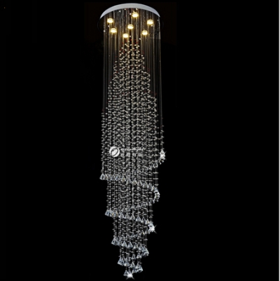 new spiral design crystal chandlier lighting dia60*h300cm modern string staircase light