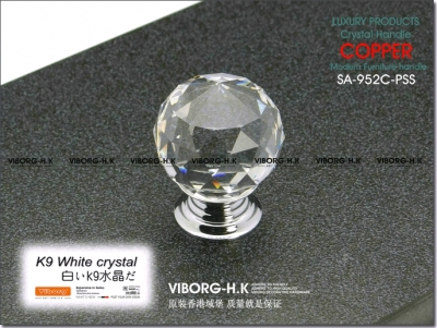 (4 pieces/lot) Deluxe 30mm VIBORG K9 Glass Crystal Knobs Drawer Pull & Cabinet Handle &Drawer Knob, SA-952C-PSS