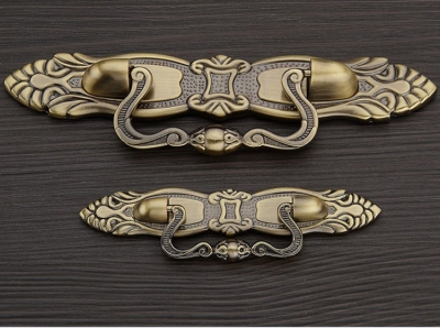 12 PCS/LOT Furniture Fitting Kitchen System Ambry Knob And Shoe Cabinet Door Handle Classical Antique Bronze ( C:C:96MM L:172MM) [Cabinet Handle 18|]