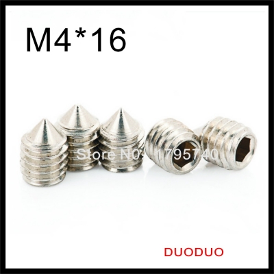 200pcs din914 m4 x 16 a2 stainless steel screw cone point hexagon hex socket set screws