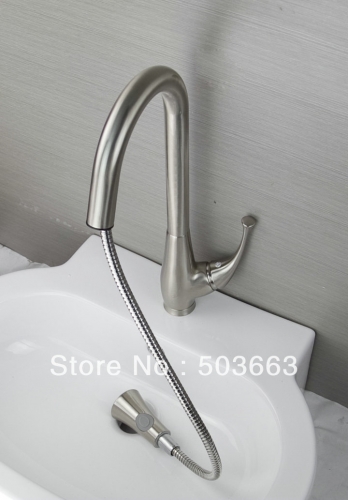 2013 Design Wholesale Nickel Brushed Kitchen Faucet Pull Out And Swivel Mixer Brass Faucet Vanity Faucet L-6012