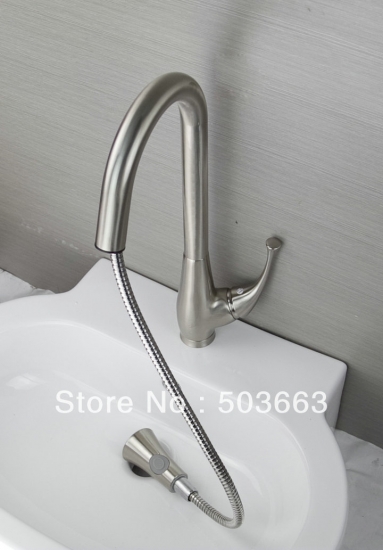 2013 Design Wholesale Nickel Brushed Kitchen Faucet Pull Out And Swivel Mixer Brass Faucet Vanity Faucet L-6012 [Nickel Brushed Faucet 2026|]
