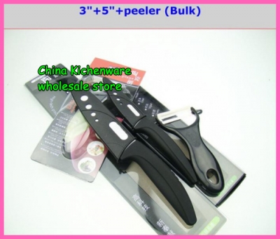 3pcs/set, 3 inch+5 inch+peeler Ceramic Knife sets with Scabbard + Retail box, CE FDA certified