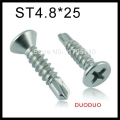 50pcs din7504p st4.8 x 25 410 stainless steel cross recessed countersunk flat head self drilling screw screws