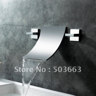 Beautiful 3 Piece Sets Bathtub Brass Wall Mounted Faucet B&S Polished Chrome Mixer Tap CM0334 [Bathtub-Waterfall Faucet 1116|]