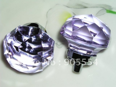 D33xH44mm Free shipping purple crystal glass kitchen cabinet knobs/drawer knob