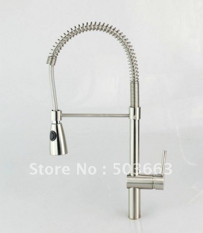 Deck Mounted Pull Out Style Brushed Nickel Bathroom Basin Sink Mixer Tap CM0202
