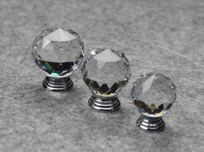 Decorative K9 Clear Crystal Glass Chrome Cabinet Furniture Knobs New (Diameter: 40MM)