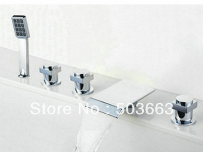 Free Ship 5 piece set Waterfall Tap Chrome Bathtub Faucet CM0524 [Bathroom Faucet-3 or 5 piece set]