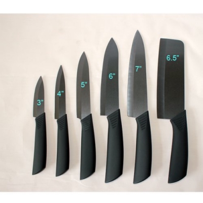 HYTT Brand 3" + 4" + 5" + 6" +7" + 6.5" Chef Kitchen Ultra Sharp Ceramic knife Set with ABS comfortable Black handle