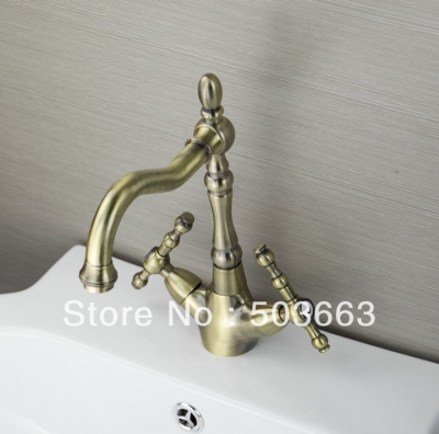 Luxury 2 Handle Antique Copper kitchen Swivel Sink Faucet Mixer Taps Vessel Vanity Faucet L-8900